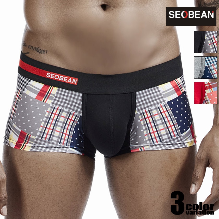 20ޤǥSEOBEAN/ӥ CHECKERED & DOT BOXER BRIEF ܥѥġ塡󥺡ѥ ѥå