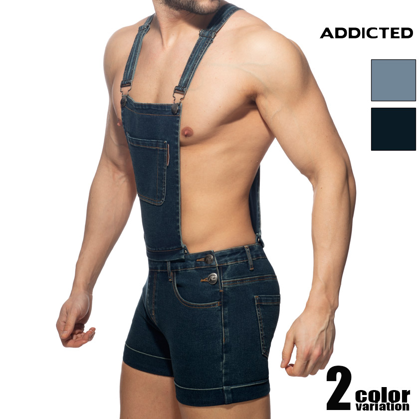 ADDICTED/���ǥ����ƥ��å� REMOVABLE OVERALLS JEANS �ǥ˥� �����С������� 2WAY���� Ⱦ���ܥ� ��� �ܥȥॹ �ե��å����