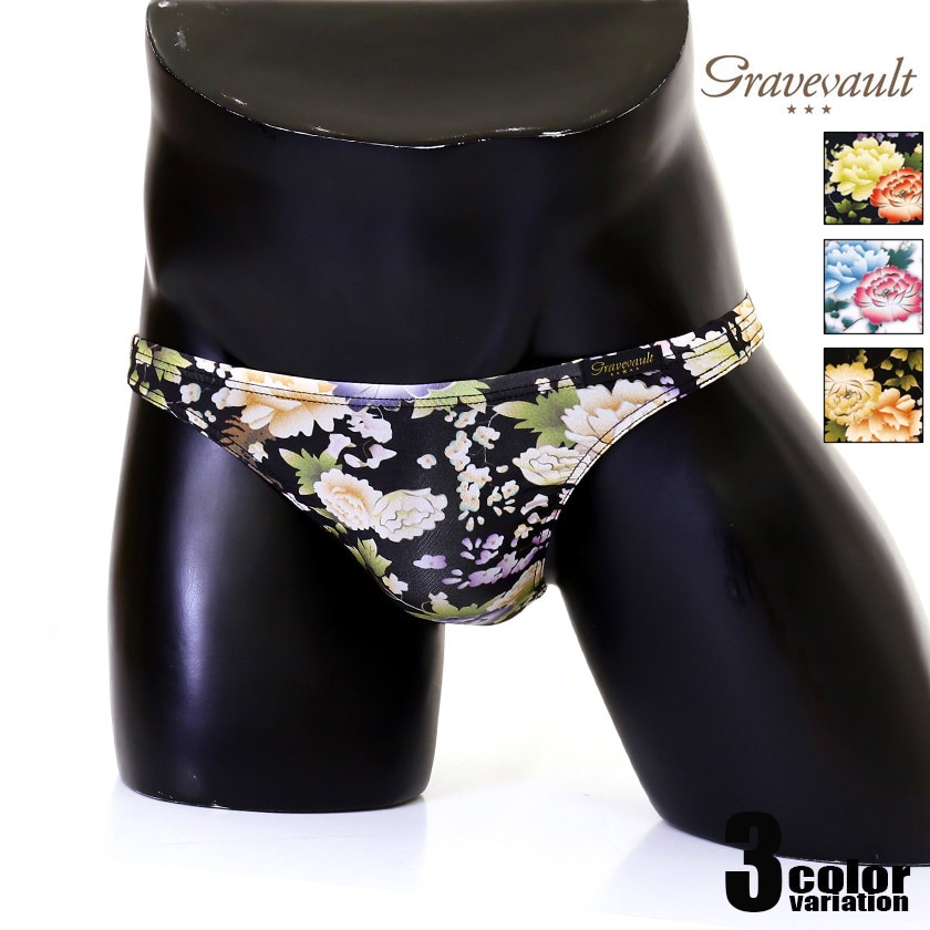 ���T�Хå���Gravevault/���쥤�֥ܡ���ȡ�PEONY FLOWER T-back ��� T�Хå� �ѥ�� �������� ������������� ��������