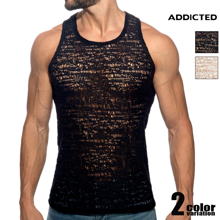 ADDICTED/���ǥ����ƥ��å� SPIDER NET TANK TOP ��å��� ���󥯥ȥåס�������� µ�ʤ����Ρ����꡼�֡����꡼�֥쥹����󥺡��ե��å���󡡥ȥåץ� Ʃ��