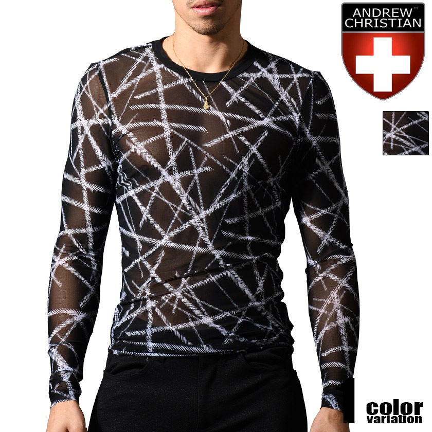 AndrewChristian/����ɥ�塼���ꥹ����� Naked Truth Capsule See-Through Long Sleeve Tee T�����Ĺµ ��� �ե��å���� �ȥåץ� �������롼 ��ʪ