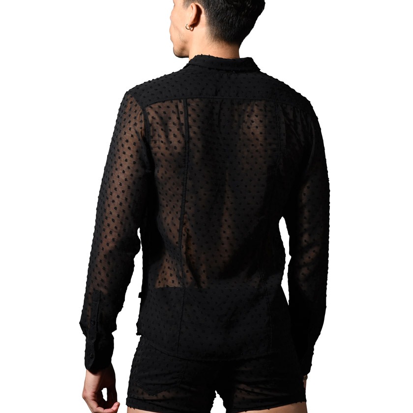 AndrewChristian/����ɥ�塼���ꥹ����� Naked Truth Capsule See-Through Midnight Shirt T����� Ĺµ ��� �ե��å���� �ȥåץ� �������롼 �ɥå���