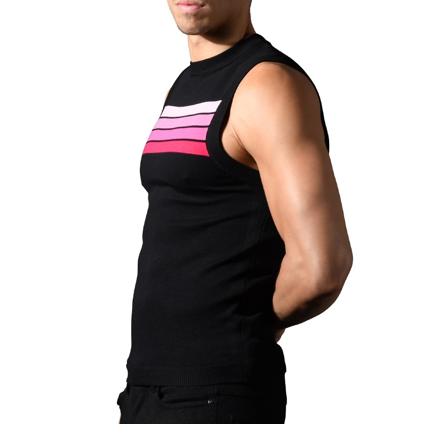 AndrewChristian/����ɥ�塼���ꥹ����� Knit Stripe Sleeveless µ�ʤ� �ȥåץ� ���꡼�֥쥹 �ܡ����� ��� ���롼�ͥå�