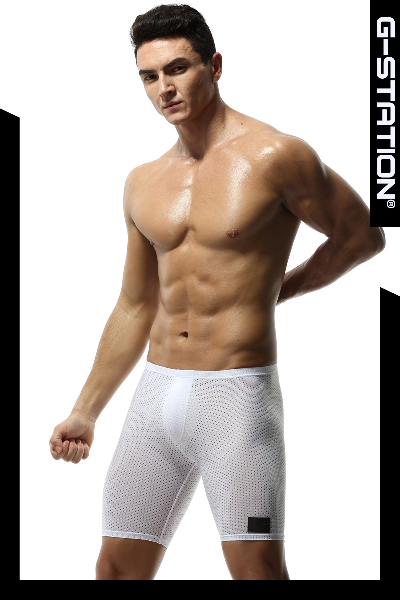 G Station ジーステーション ソフトストレッチメッシュ ロングボクサーパンツ 男性下着 リラックスウェア 透け メッシュ タグレス メンズ インナー ファッション ブランド別 G Station ジーステーション ボクサーパンツ Asiancloset Asiancloset インナー Sexy