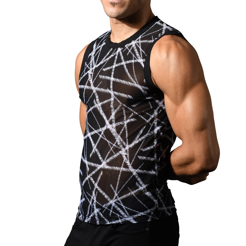AndrewChristian/����ɥ�塼���ꥹ����� Naked Truth Capsule See-Through Sleeveless Muscle Tank �饤���� ���󥯥ȥå� Ʃ�� �������롼 ���