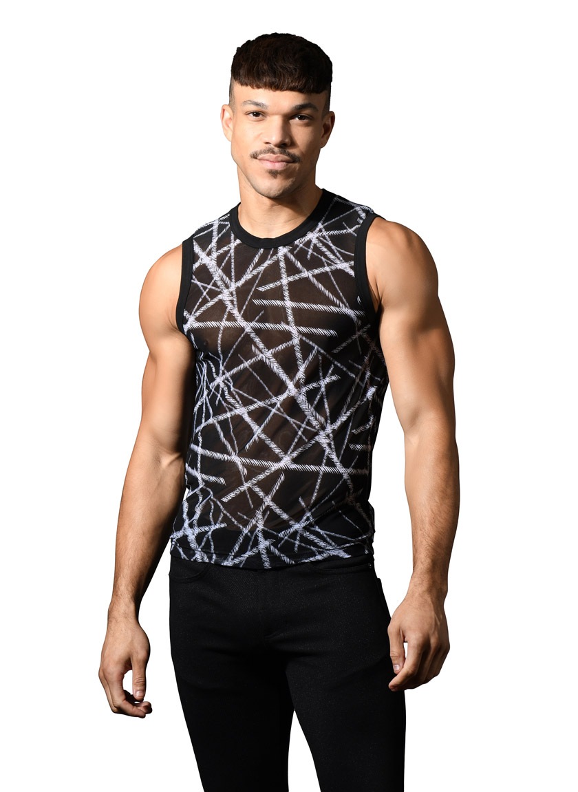 AndrewChristian/����ɥ�塼���ꥹ����� Naked Truth Capsule See-Through Sleeveless Muscle Tank �饤���� ���󥯥ȥå� Ʃ�� �������롼 ���