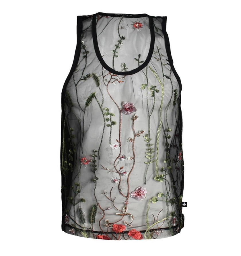 AndrewChristian/����ɥ�塼���ꥹ����� Sheer Embroidered Lace Tank Top �֡��ɽ� �������롼 ���󥯥ȥå� ��� Ʃ��