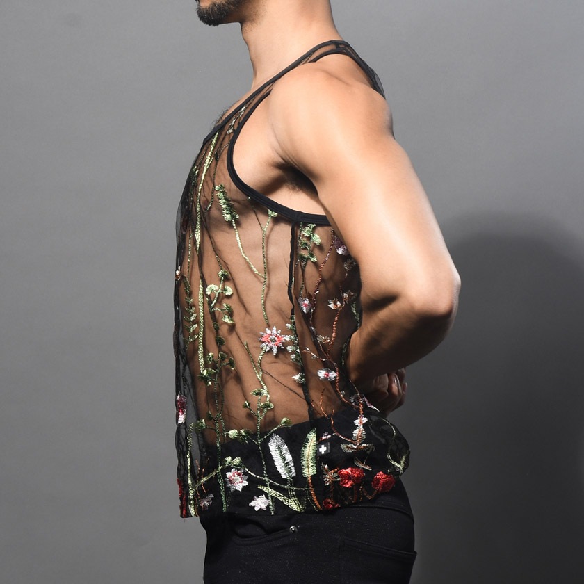 AndrewChristian/����ɥ�塼���ꥹ����� Sheer Embroidered Lace Tank Top �֡��ɽ� �������롼 ���󥯥ȥå� ��� Ʃ��