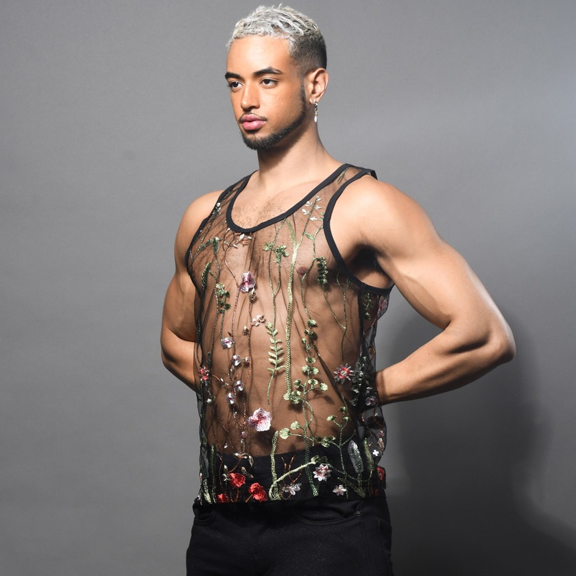 AndrewChristian/����ɥ�塼���ꥹ����� Sheer Embroidered Lace Tank Top �֡��ɽ� �������롼 ���󥯥ȥå� ��� Ʃ��