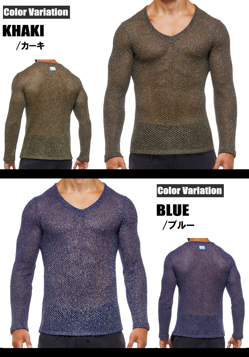 ModusVivendi/����� �ӥ٥�ǥ� Knight V-Neck Longsleeves V�ͥå� �������롼 Ĺµ �˥å� ���� Ʃ�� ��������