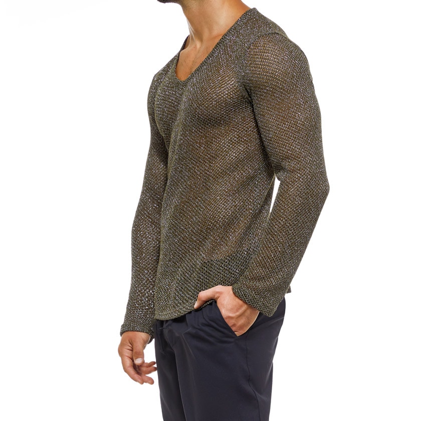 ModusVivendi/����� �ӥ٥�ǥ� Knight V-Neck Longsleeves V�ͥå� �������롼 Ĺµ �˥å� ���� Ʃ�� ��������