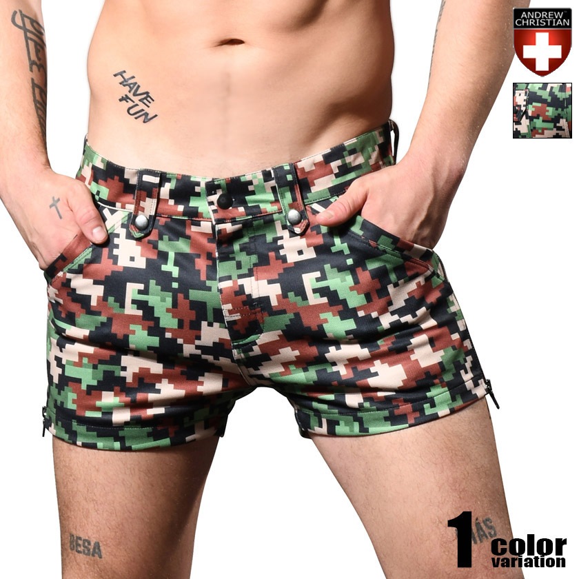 AndrewChristian/����ɥ�塼���ꥹ����� Army Skinny Stretch Zipper Shorts ���åѡ� ����å� �⥶���� �º��� �ɥå� �����ߡ� �ԥ����� �ե����ʡ� ���硼�ȥѥ�� ��� �ܥȥॹ û�ѥ�