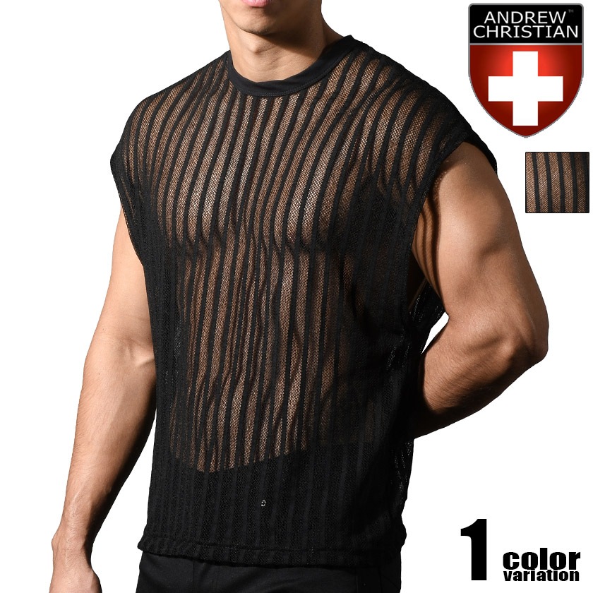 AndrewChristian/����ɥ�塼���ꥹ����� Mesh Motion Tee  T����� �ȥåץ� Ʃ�� �������롼 ���ȥ饤�ס���� �ե��å���� �ȥåץ� ����