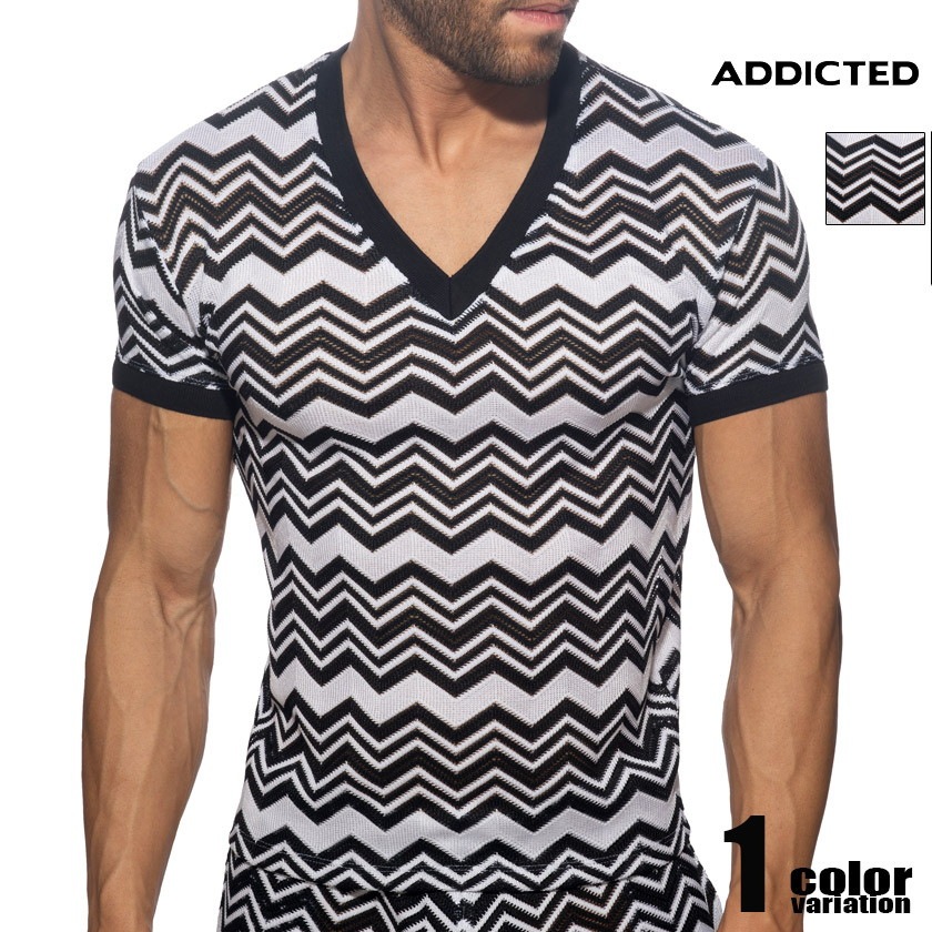 ADDICTED/���ǥ����ƥ��å� ISPARTA V-NECK T-SHIRT V�ͥå� Ⱦµ �� T����ġ�Ⱦµ����󥺡��ե��å���󡡥ȥåץ�