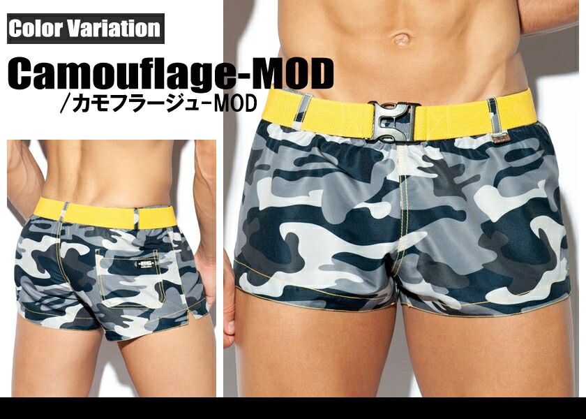 EScollection/イーエス・コレクション BELT SWIM SHORT ショートパンツ　短パン　メンズ　ボトムス　ファッション　部屋着　ジムウェア ポケット構造 カモフラージュ セイラーカラー EScollection/イーエス・コレクション BELT SWIM SHORT ショートパンツ