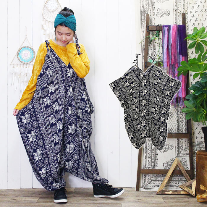 オールインワン エスニック レディース アジアン象さん レーヨン変形