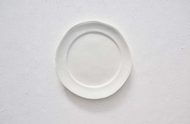 馬場勝文　白磁マットリム20ｃｍ皿　