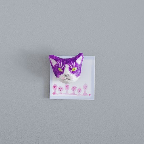 福田十糸子　ブローチ　ねこ