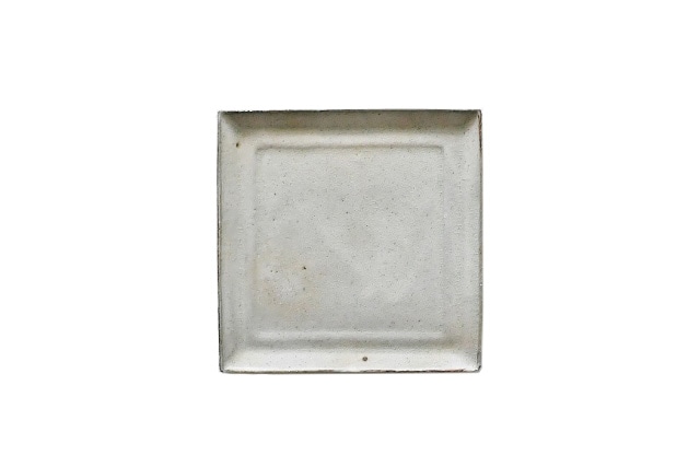 齊藤 隆　正角皿5寸・粉引・マット