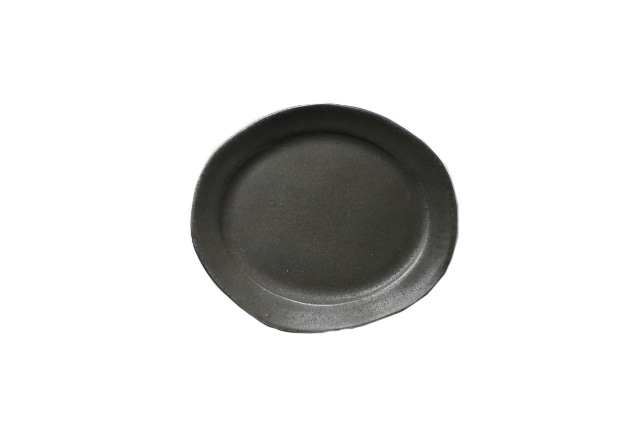 馬場勝文　黒釉リムオーバル　Size２　18cm