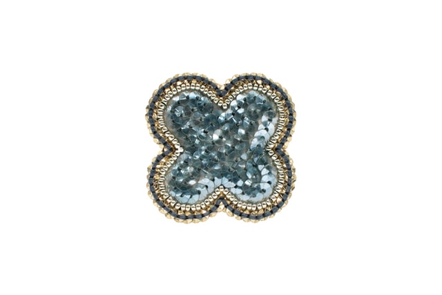 tamas Button・Cross Blue gray ブローチ