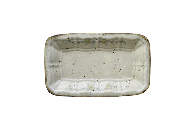 市野吉記　いろ安南　長角皿　13×21ｃｍ　