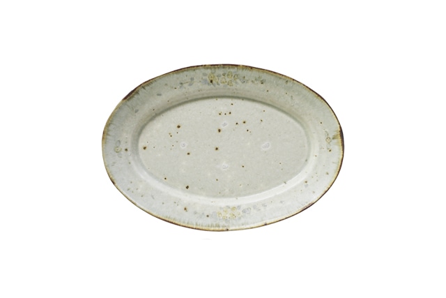 市野吉記　いろ安南　楕円皿　中　絵付（花）　model２　16×23ｃｍ