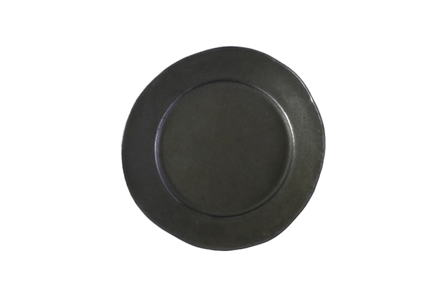 馬場勝文　黒釉リム20ｃｍ皿