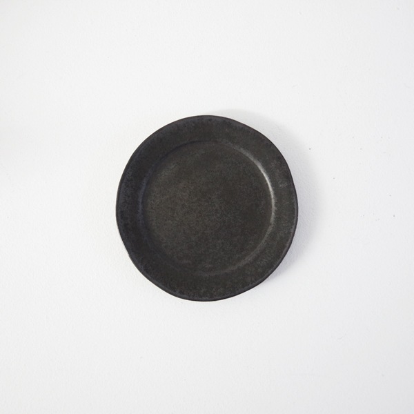 馬場勝文　黒釉リム4寸皿　Φ12ｃｍ