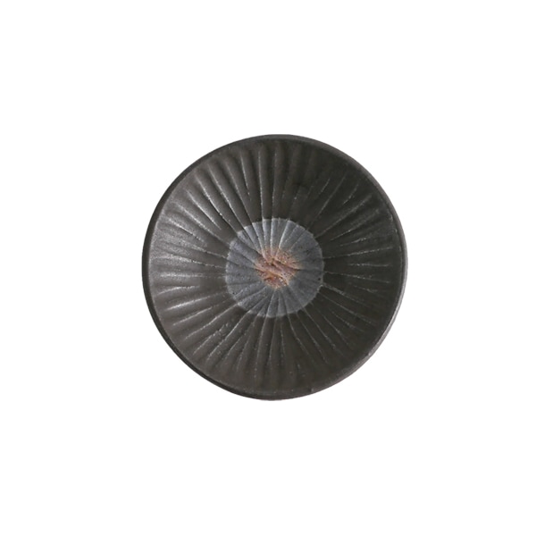 馬場勝文　黒釉丸紋内鎬豆皿　φ8.5ｃｍ