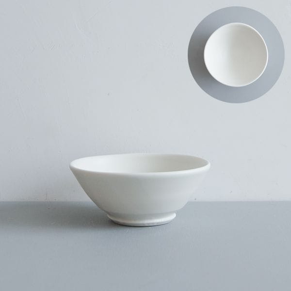 馬場勝文　白磁マットご飯茶碗・大　φ14ｃｍ