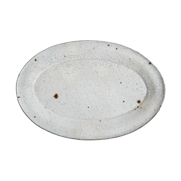 齊藤 隆　粉引透明オーバル皿　大