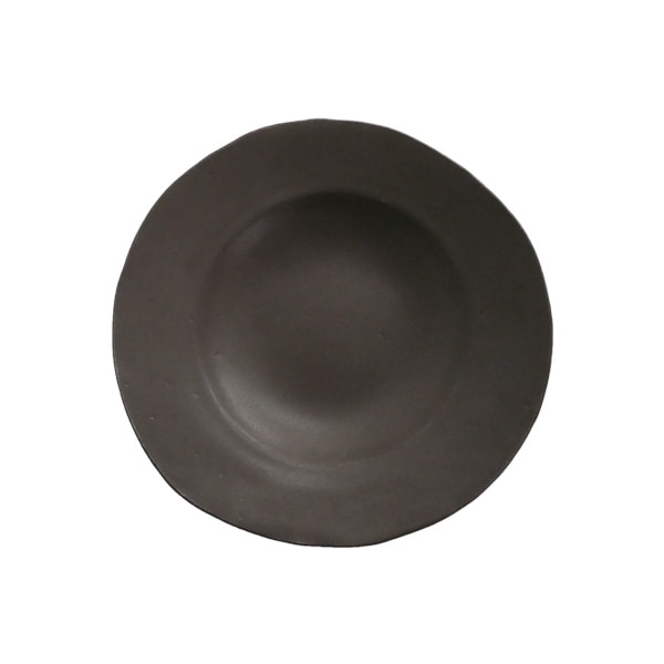 馬場勝文　黒釉リム深7.5寸皿