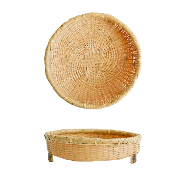 白竹蕎麦ざる盛器　脚付　Φ18.5ｃｍ　（京都）