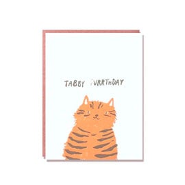 活版印刷　happy birthday card　（tabby birthday）