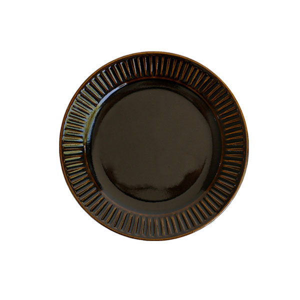 下嶽智美　リム皿　鎬　飴Φ24ｃｍ