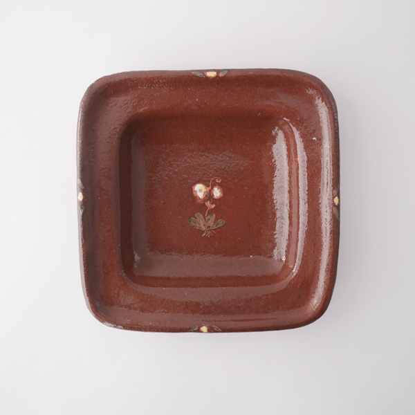 郡司庸久・慶子　絵付け四角皿　小  　model　C　15×15ｃｍ
