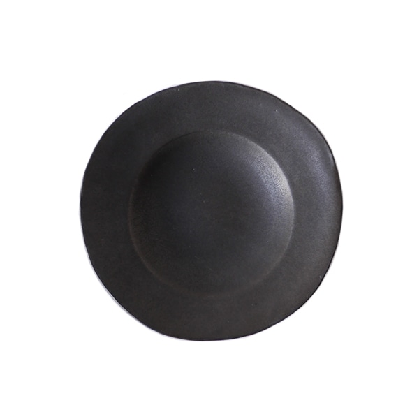馬場勝文　黒釉リム深6.5寸皿　φ18.5ｃｍ