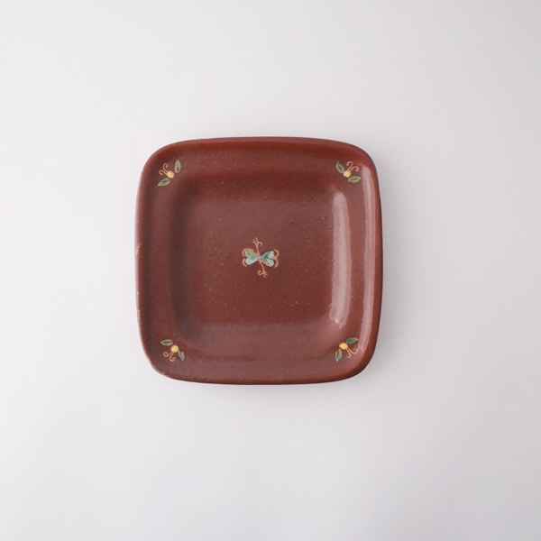 郡司庸久・慶子　絵付け四角皿　小  　model　D　15×15ｃｍ