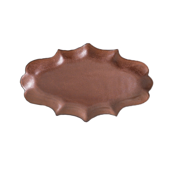 上國料正記　変形大皿　ブロンズ　36×22（ｃｍ）