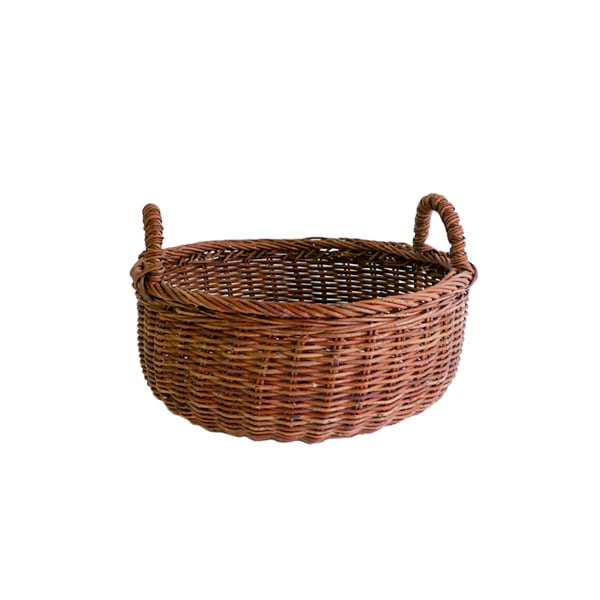 丸バスケット　小　両手付き（あけび）　Φ34ｃｍ　