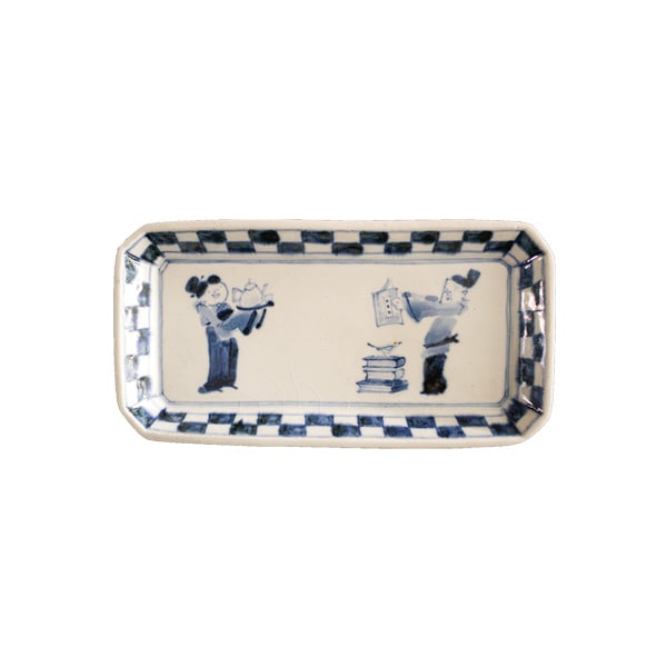 日高直子　角長皿　文房　11×21.5ｃｍ