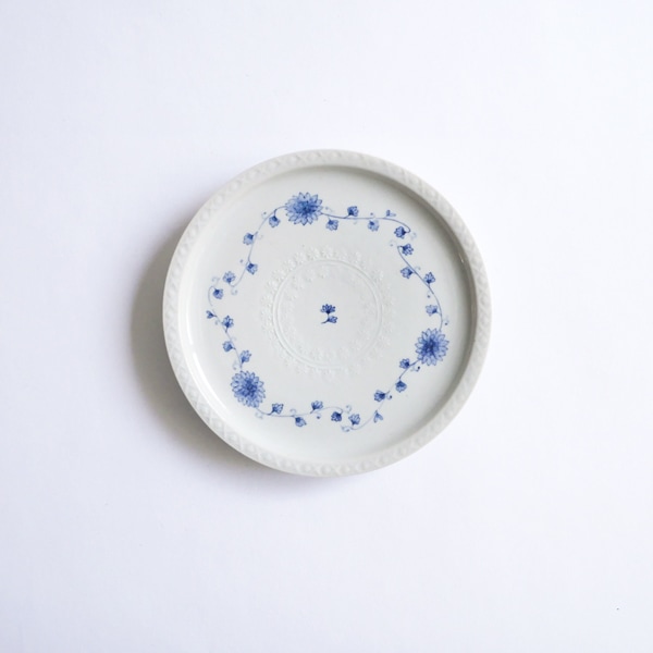 大井寛史・萌子　染付　陽花5寸皿　花　Φ16ｃｍ