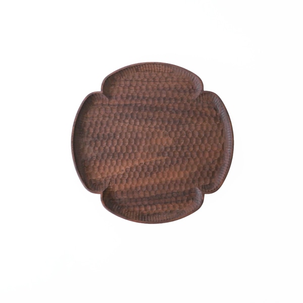 高塚和則　花形パン皿　中　Φ20ｃｍ　ウォールナット