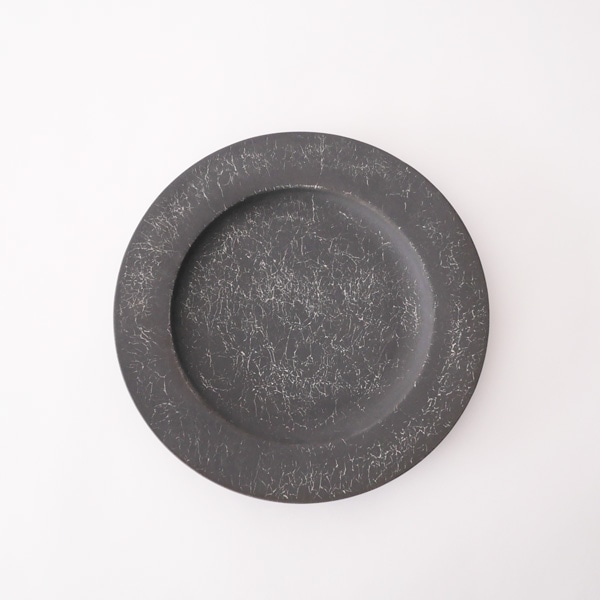 瀬川辰馬　黒土象嵌 リムプレート大 typeA Φ26.5ｃｍ