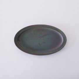 瀬川辰馬　硫化銀彩 リムオーバルプレート小　ModelA　　12×20cm