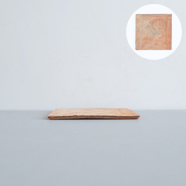 二階堂明弘　やきしめ四方皿　中　（黄）　Model/A　18.5cm×18.5cm　H1cm