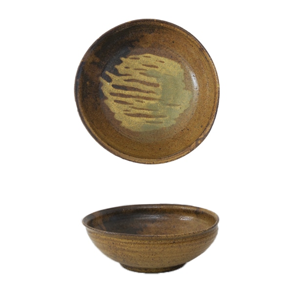 及川静香　鉄釉スリップ7寸鉢　Φ19ｃｍ