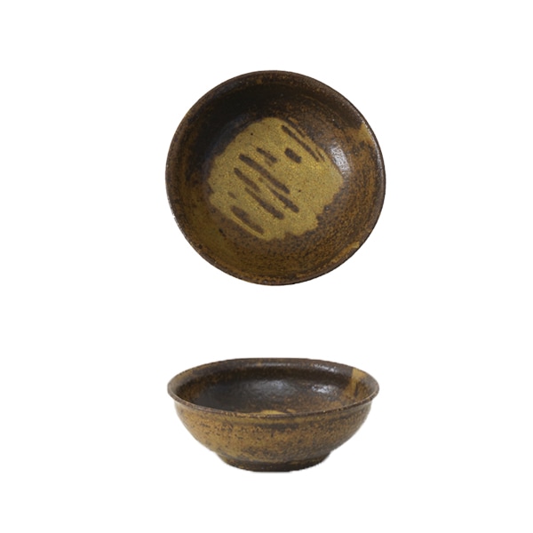 及川静香　鉄釉スリップ5寸鉢　Φ14.5ｃｍ