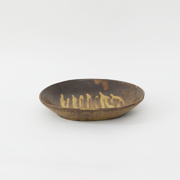 及川静香　鉄釉オーバル皿　16.5×18.5cm